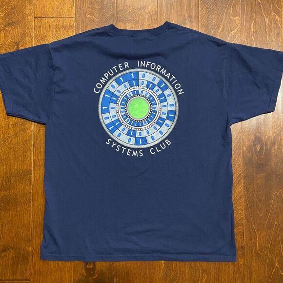 Hanes Vintage CIS Computer Information Systems Navy T-Shirt Men's Size Large - Picture 4 of 8